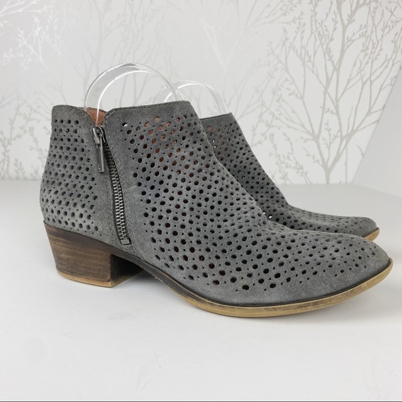 LUCKY BRAND Bayley Gray Perforated Ankle Boot Bootie 8.5 - Picture 7 of 11